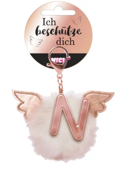 Bag pendant Angel PomPom letter N