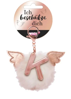 Bag pendant Angel PomPom letter K