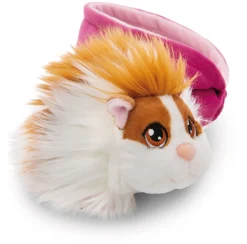 Caramell-white soft toy guinea pig in basket