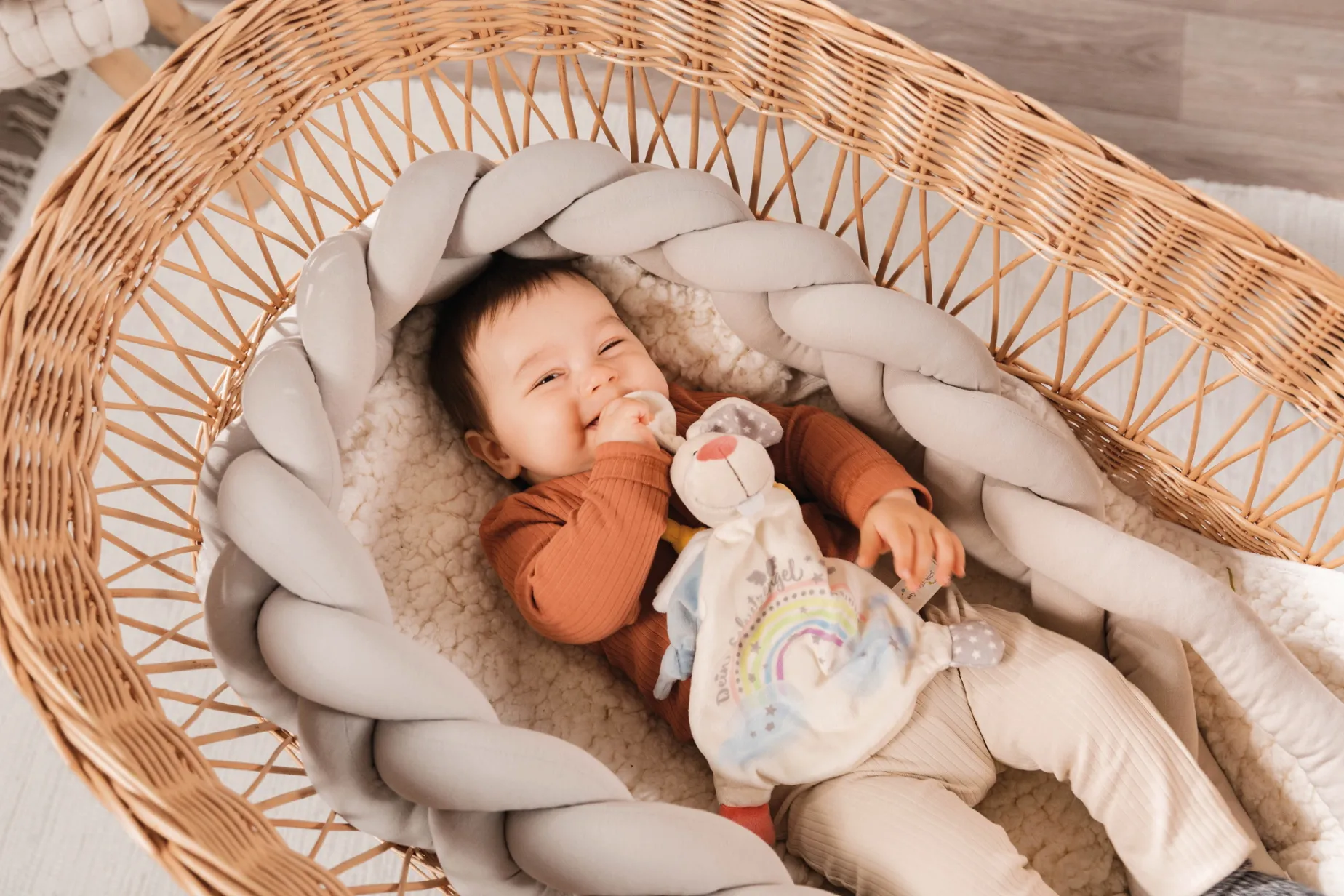 Comforter and rattle ring Guardian-Bunny"Dein Schutzengel" in gift box