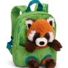 Green Backpack with soft toy red panda
