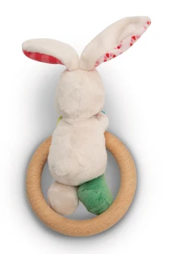 Griffin bunny Tilli with wooden ring and bell