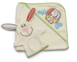 Hooded Bath Towel Rabbit Tilli with washing mitt in gift box