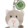 Key ring cat with shamrock pendant