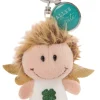 Key ring guardian angel with cloverleaf and pendant "Alles Gute"