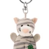 Keyholder grey striped cat with cloverleaf