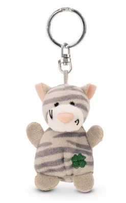 Keyholder grey striped cat with cloverleaf