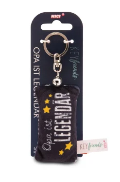 Keyholder mini plush cushion "Opa ist legendär" w. bell