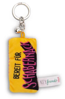 Keyholder mini plush cushion "Bereit für Schabernack" w. bell