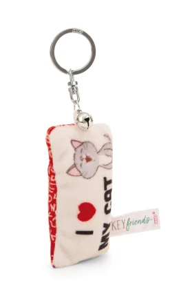 Keyholder mini plush cushion "I Herz my cat" w. bell