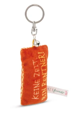 Keyholder mini plush cushion "Keine Zeit bin Rentner!" w. bell