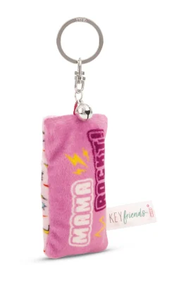 Keyholder mini plush cushion "Mama rockt!" w. bell
