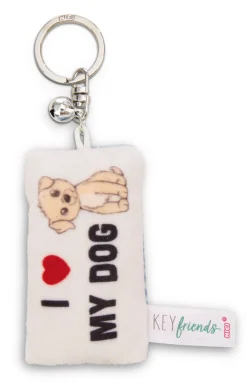 Keyholder mini plush cushion "I Herz my dog" w. bell