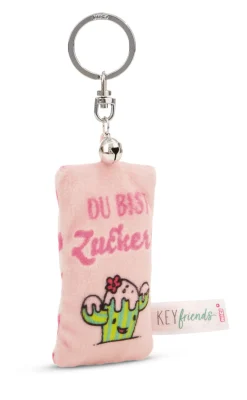Keyholder mini plush cushion "Du bist Zucker!" w. bell