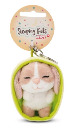 Keyholder Sleeping Pets Cappucino Bunny NICI GREEN