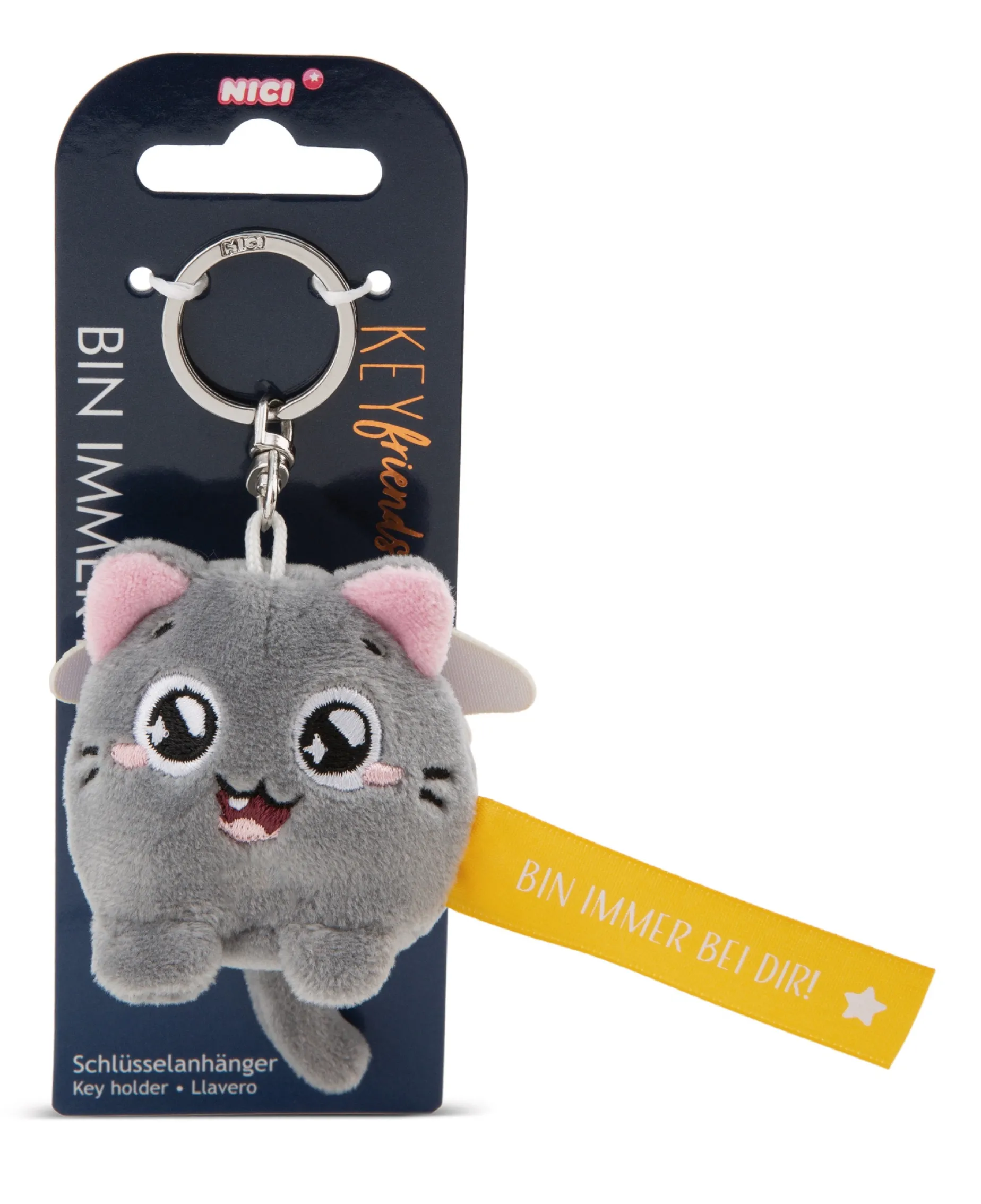 Keyholder Yellow cat "Bin immer bei dir!"