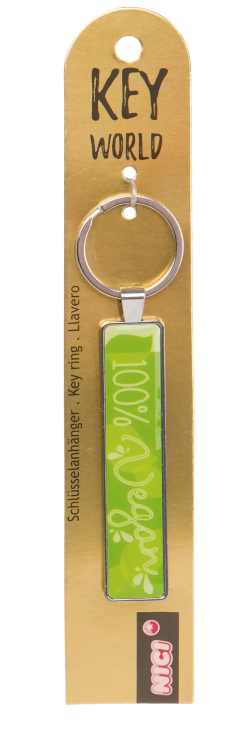 Keyring Key World '100% Vegan'