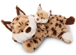 Lying Soft Toy Lynx Mum & Kid NICI GREEN