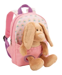 Pink Backpack with soft toy rabbit