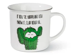 Porcelain mug metallic 'If you`re happy...'