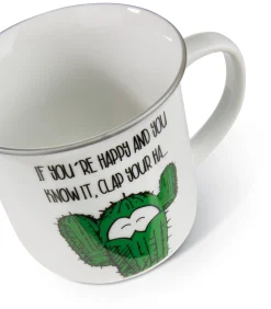 Porcelain mug metallic 'If you`re happy...'