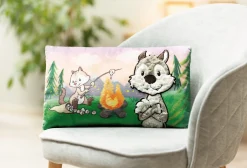 Rectangular Cushion Wolf Winny & Chipmunk Jojo NICI GREEN