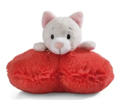 Soft Toy Cat lying on heart NICI GREEN