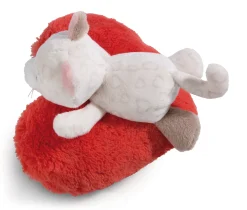 Soft Toy Cat lying on heart NICI GREEN