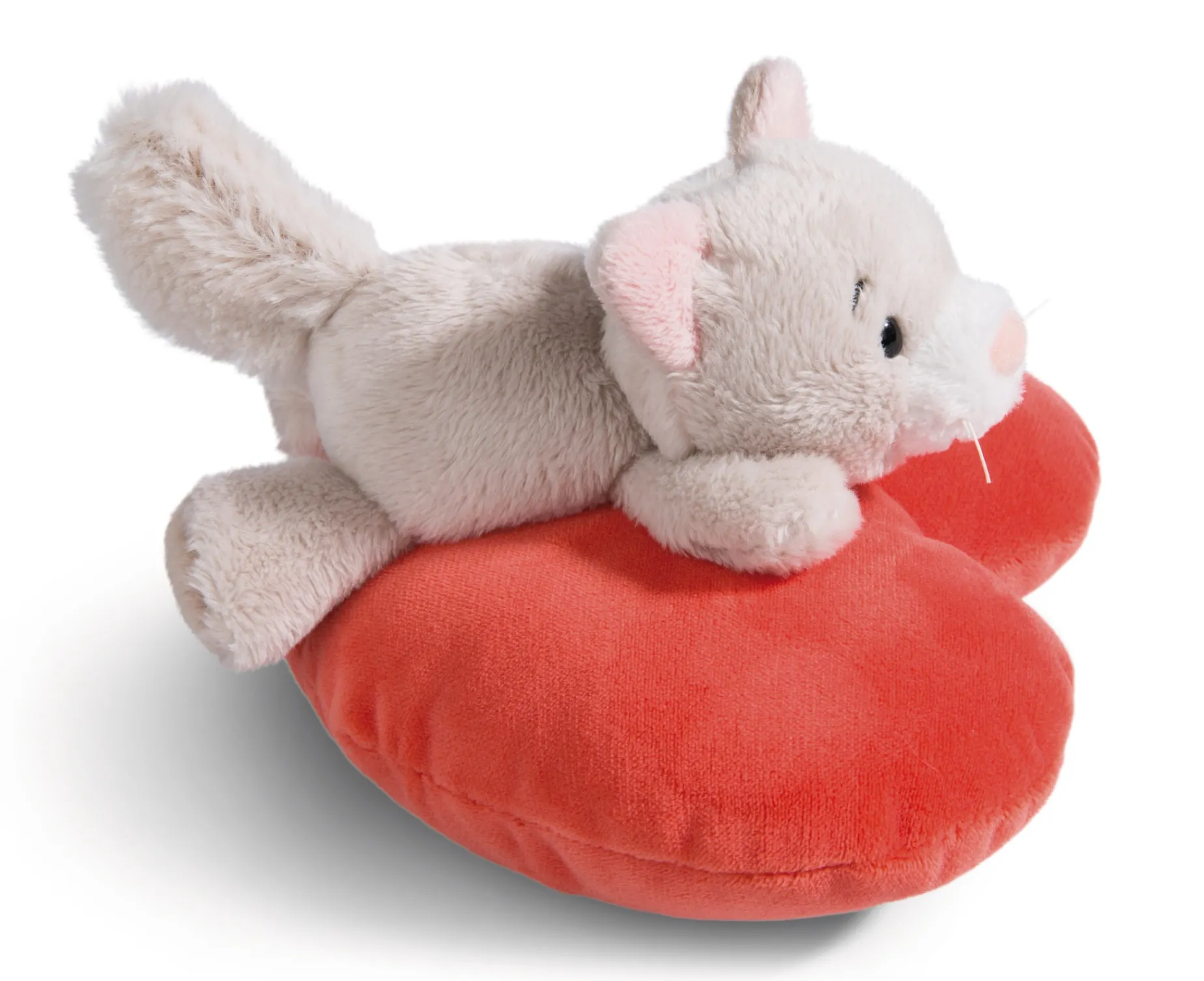 Soft Toy Cat lying on heart NICI GREEN
