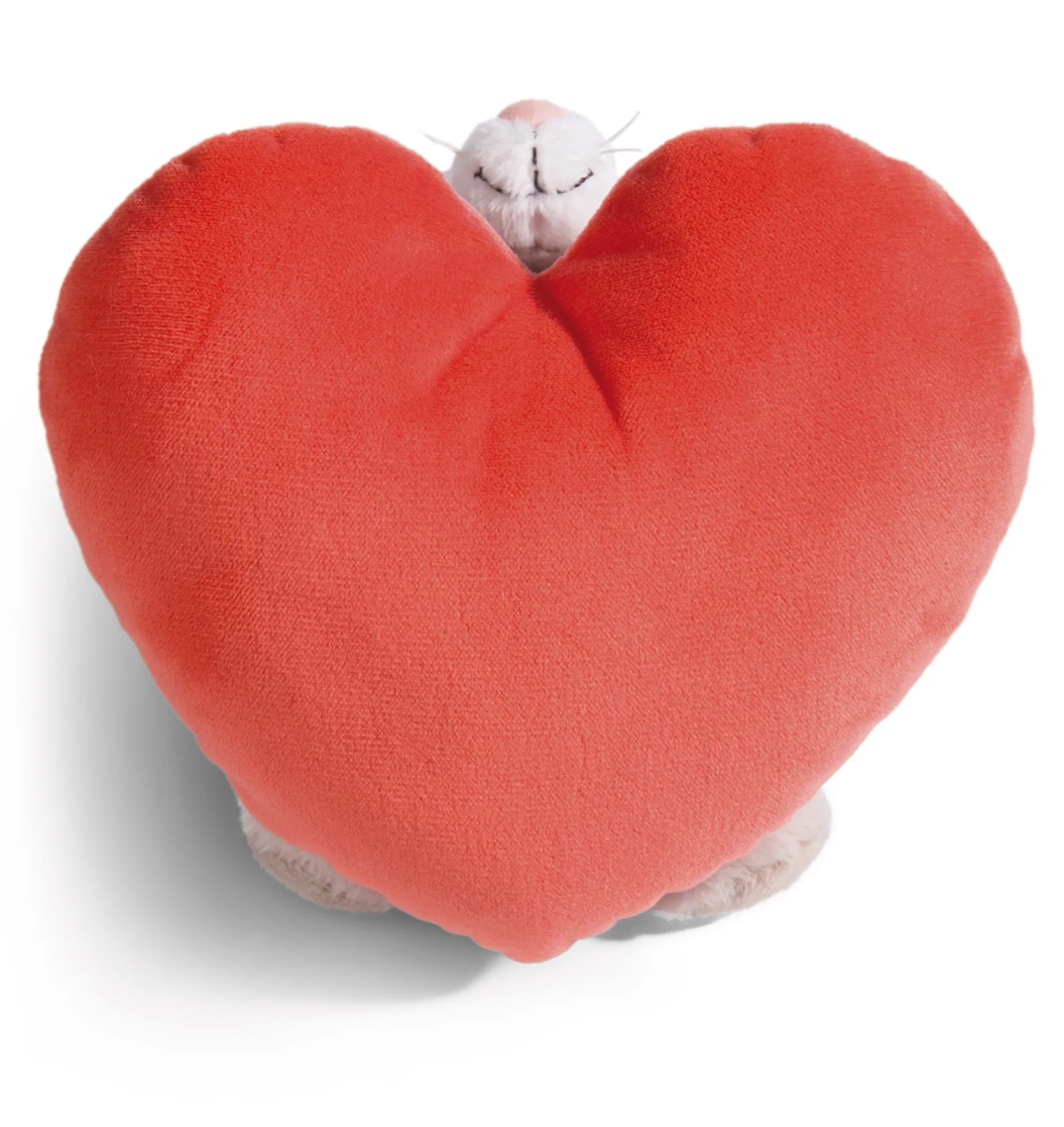 Soft Toy Cat lying on heart NICI GREEN