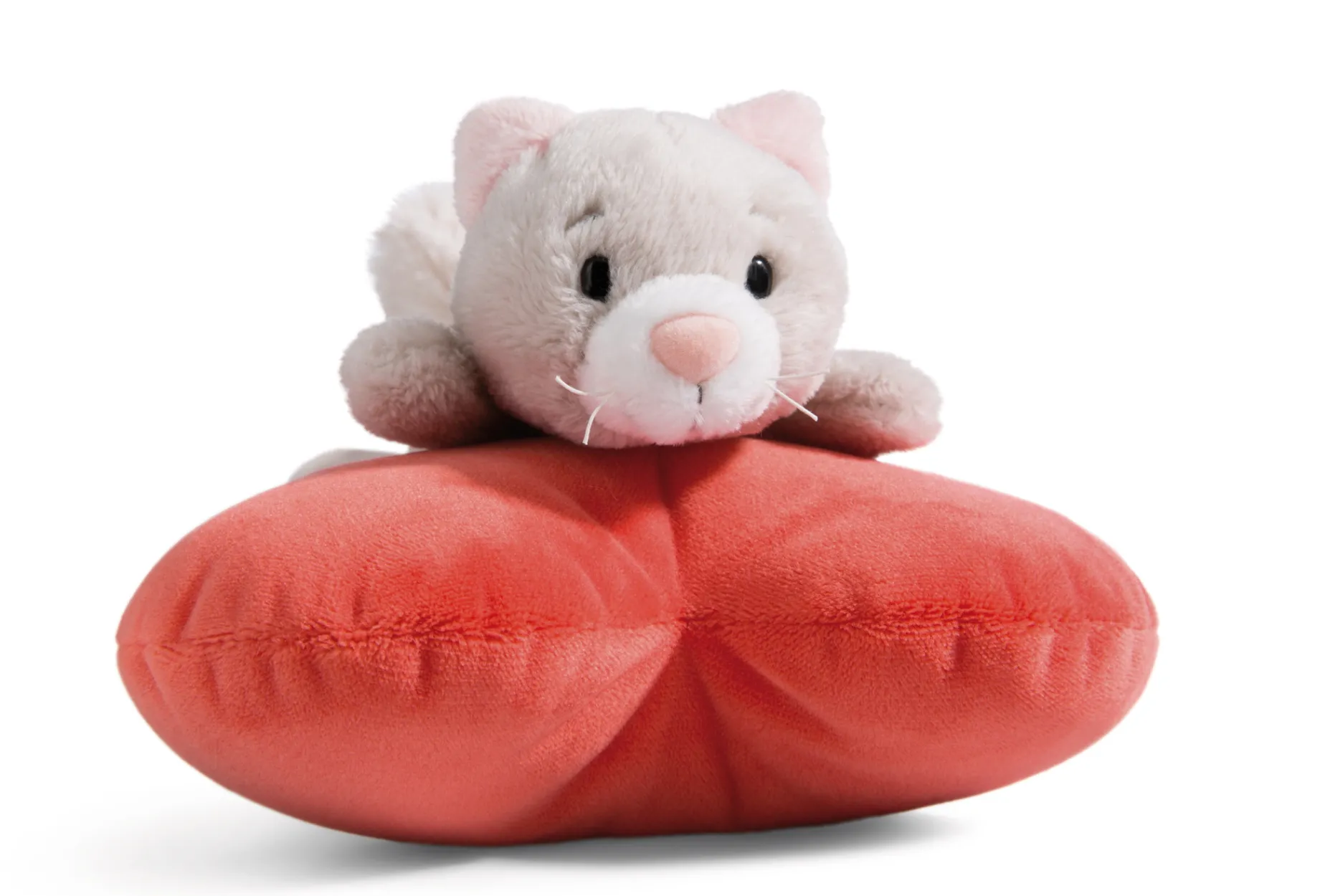 Soft Toy Cat lying on heart NICI GREEN