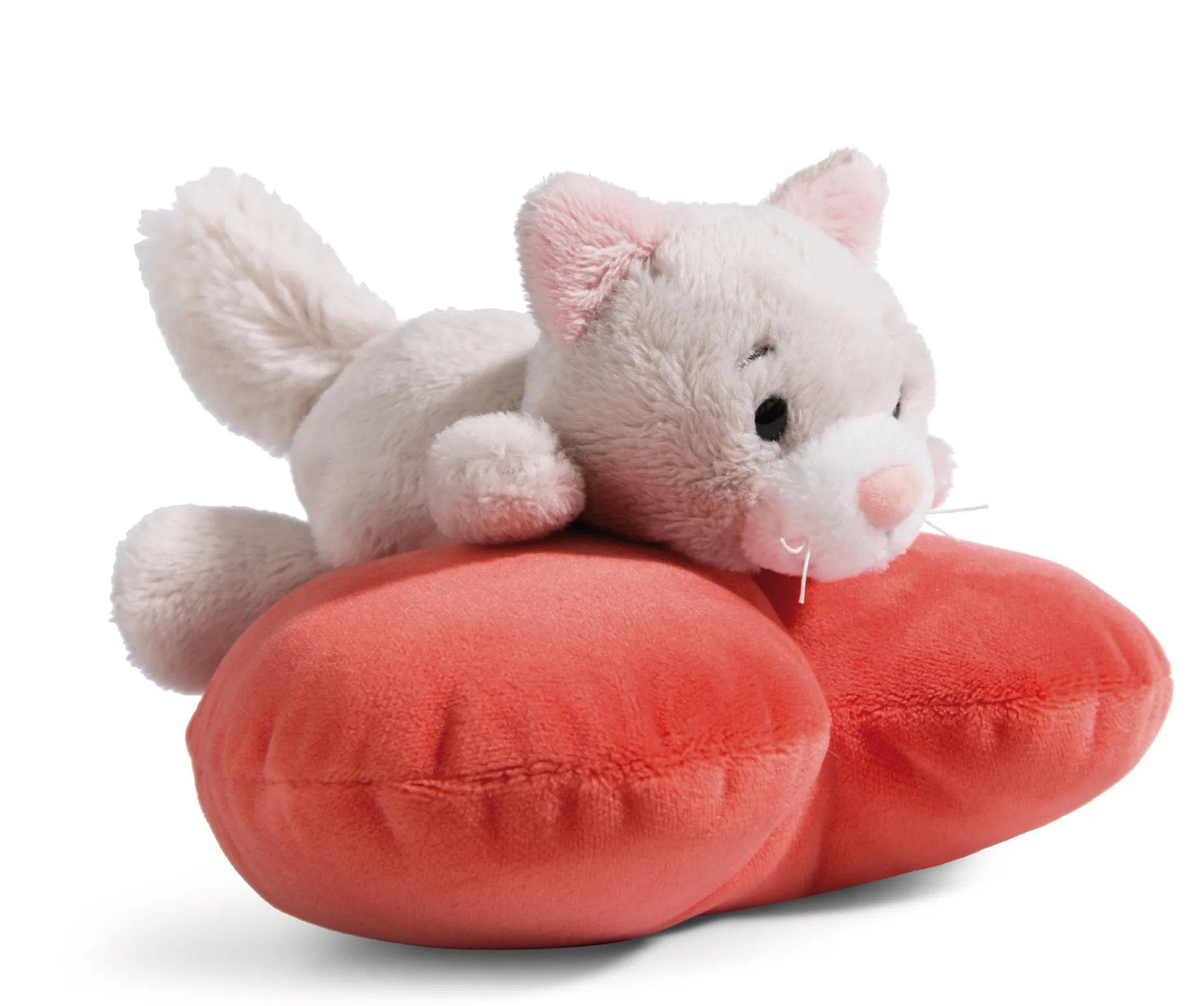 Soft Toy Cat lying on heart NICI GREEN