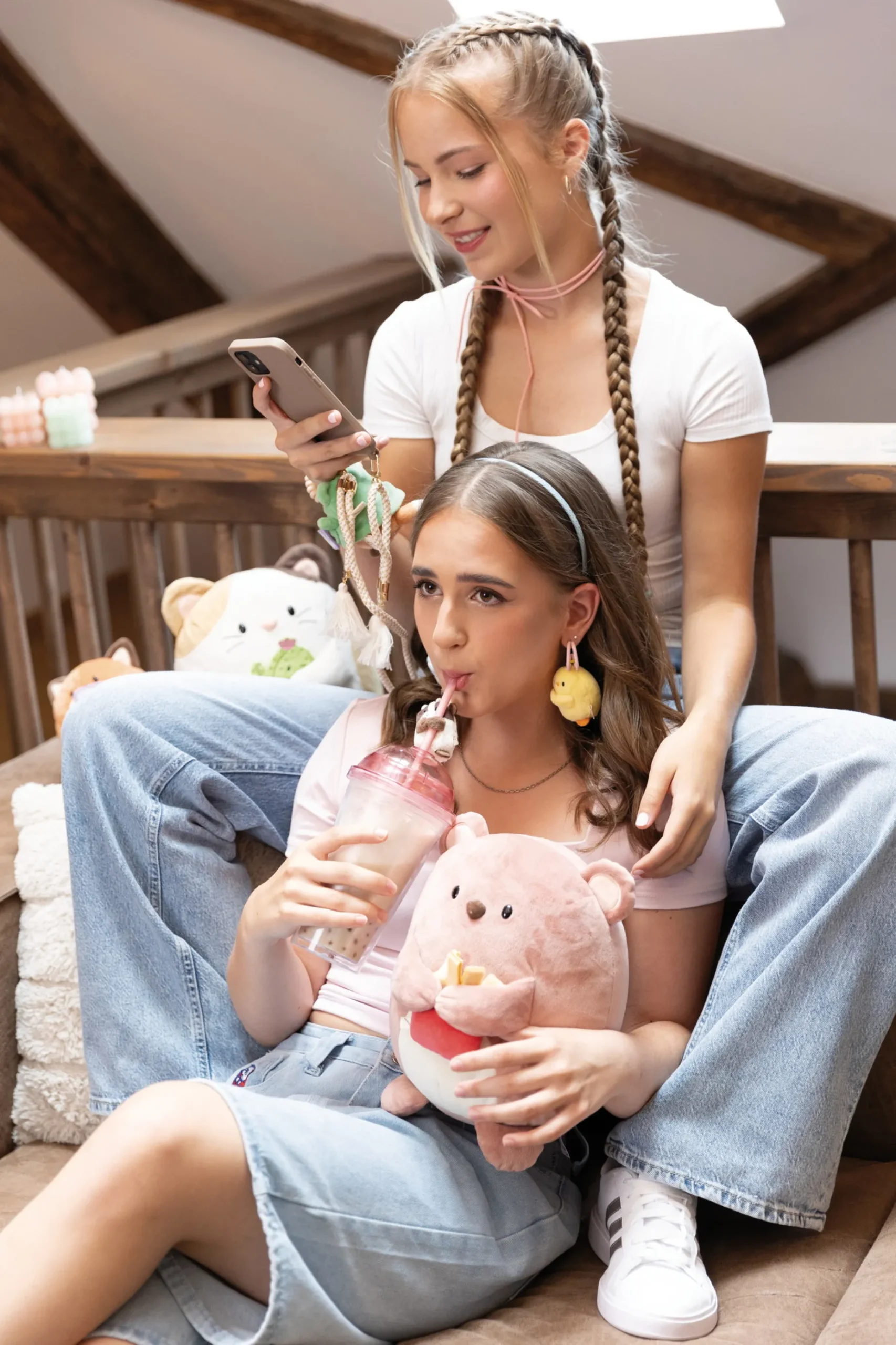 Soft toy mymochi Bear Nomo 27cm with french fries