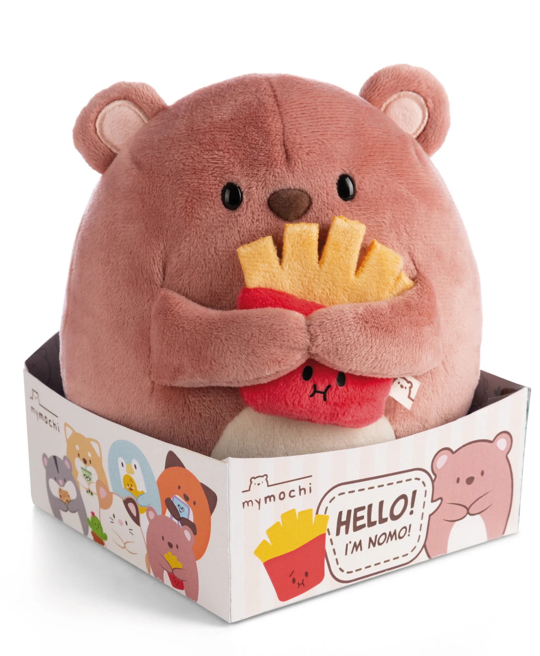 Soft toy mymochi Bear Nomo 16cm with french fries in gift box