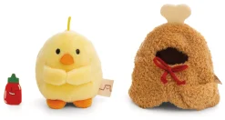 Soft Toy Set Chick Tschieps with chili-sauce and chicken leg costume in gift box