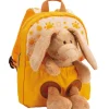 Yellow Backpack with soft toy rabbit