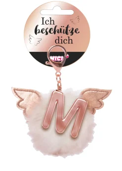Bag pendant Angel PomPom letter M
