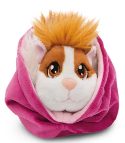 Caramell-white soft toy guinea pig in basket