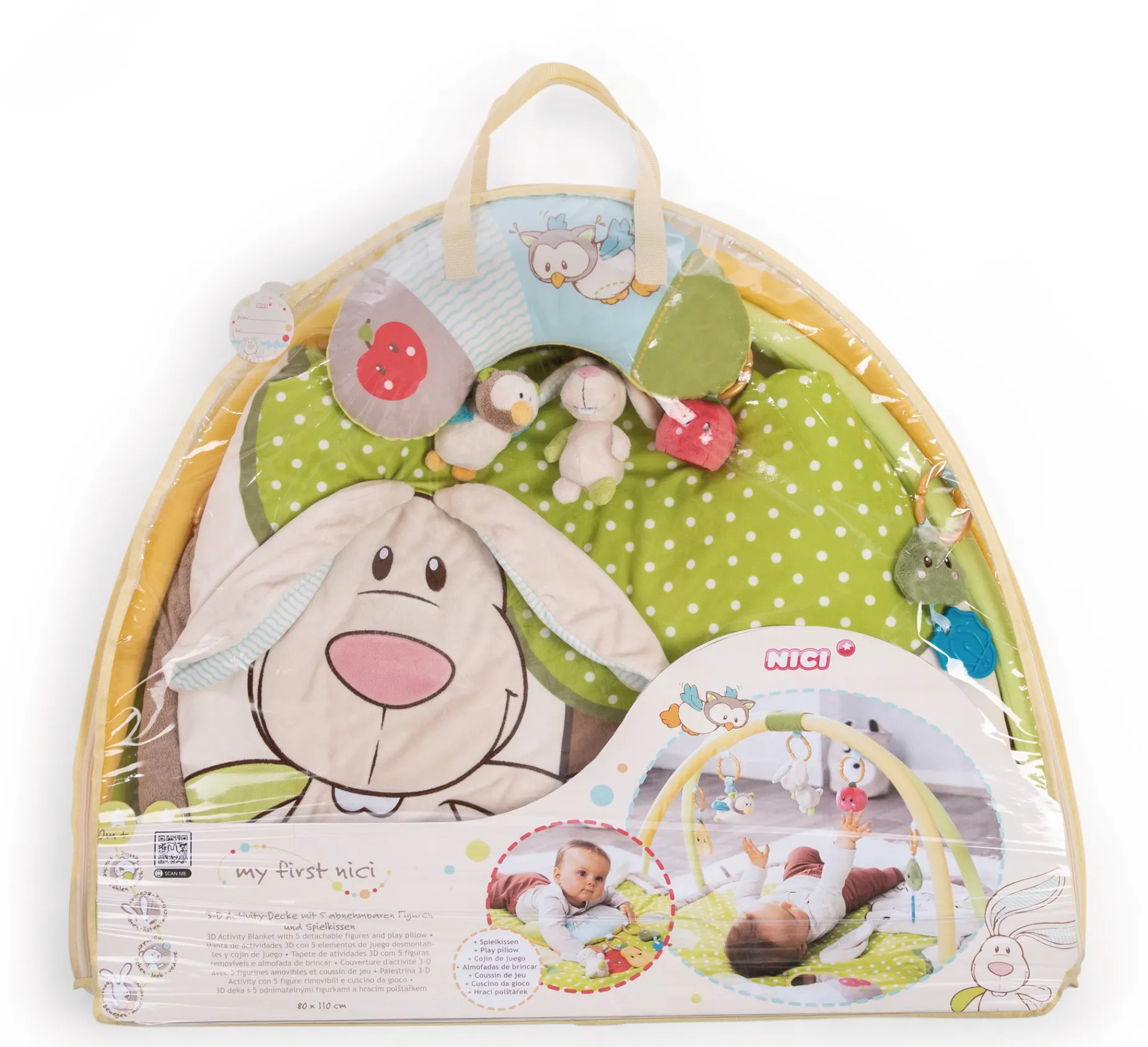 3-D Activity-Quilt Rabbit and Owl with play cushion in Carrying Bag