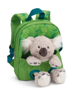 Green Backpack with soft toy koala