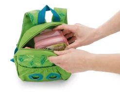 Green Backpack with soft toy lion