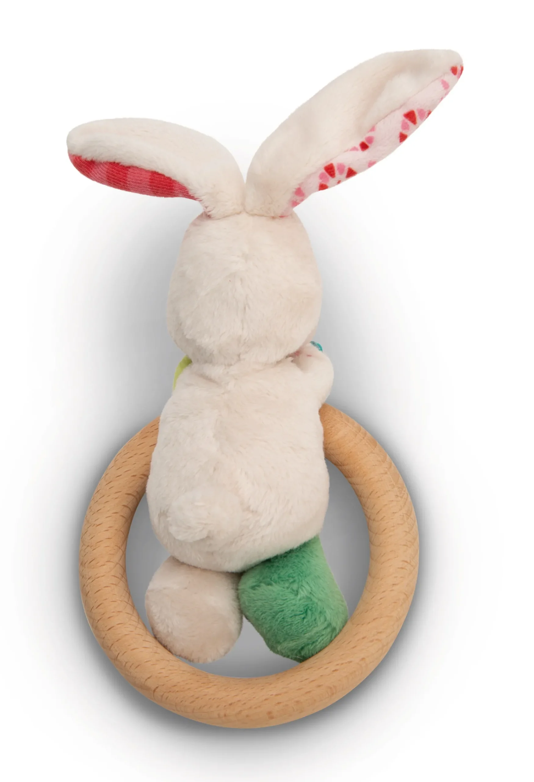 Griffin bunny Tilli with wooden ring and bell