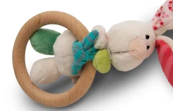 Griffin bunny Tilli with wooden ring and bell