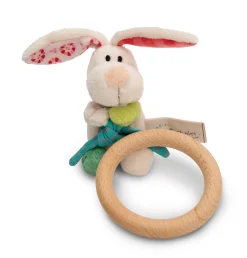 Griffin bunny Tilli with wooden ring and bell