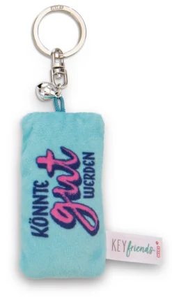 Keyholder mini plush cushion "Könnte gut werden" w. bell