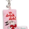 Keyholder mini plush cushion "Ich drück dich!" w. bell