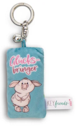 Keyholder mini plush cushion "Glücksbringer" w. bell