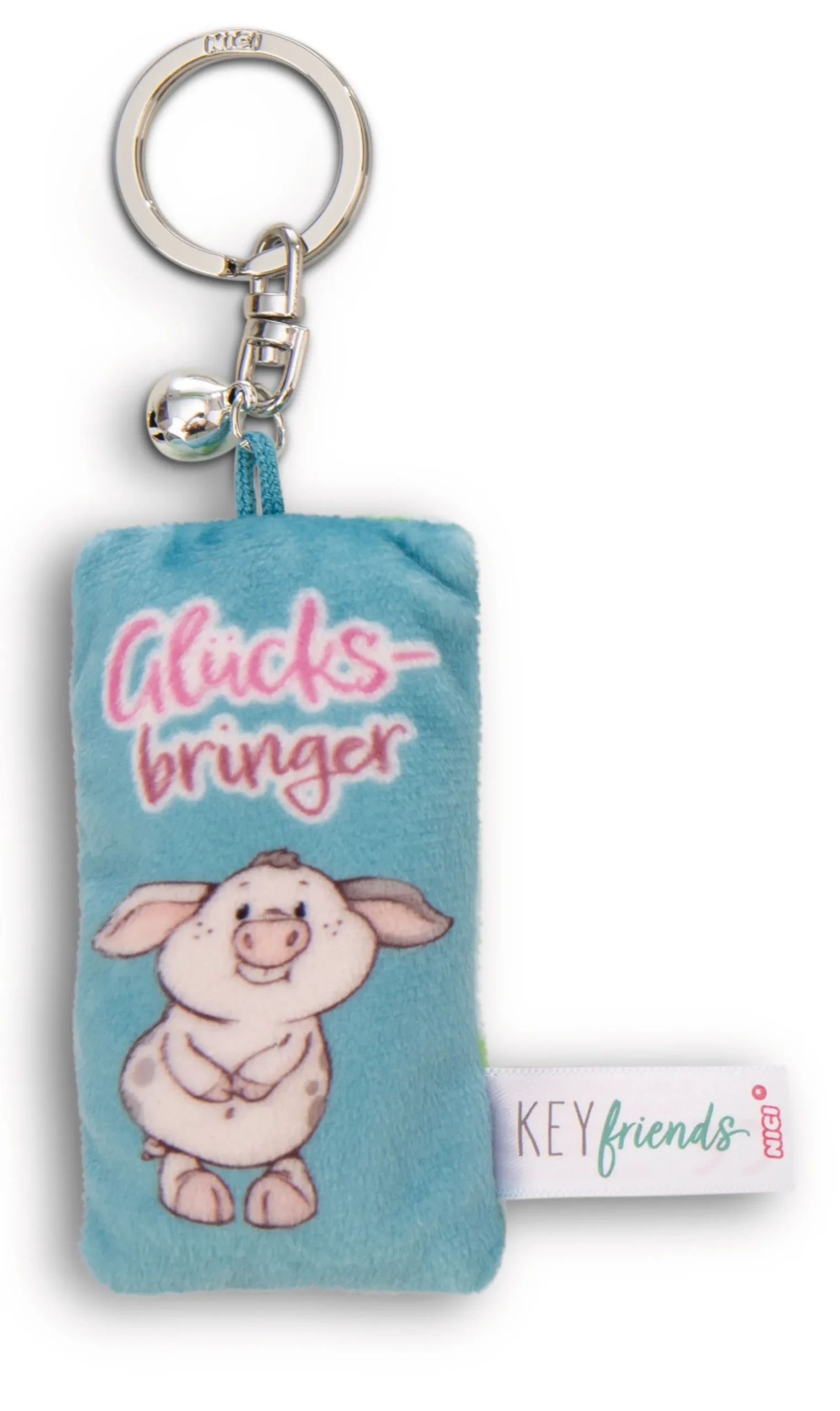 Keyholder mini plush cushion "Glücksbringer" w. bell