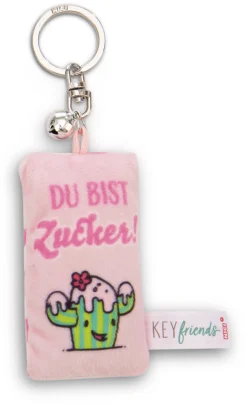 Keyholder mini plush cushion "Du bist Zucker!" w. bell