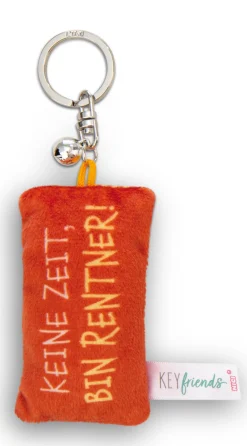 Keyholder mini plush cushion "Keine Zeit bin Rentner!" w. bell